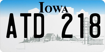 IA license plate ATD218