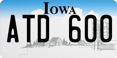 IA license plate ATD600