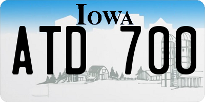 IA license plate ATD700