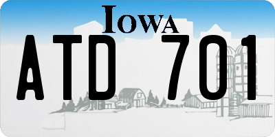 IA license plate ATD701