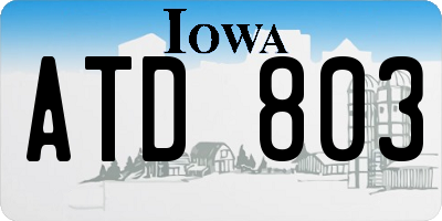IA license plate ATD803