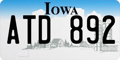 IA license plate ATD892