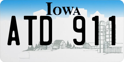 IA license plate ATD911