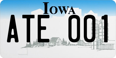 IA license plate ATE001