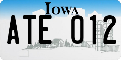 IA license plate ATE012
