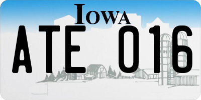 IA license plate ATE016