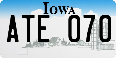 IA license plate ATE070
