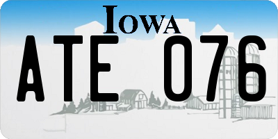 IA license plate ATE076