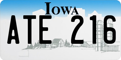 IA license plate ATE216
