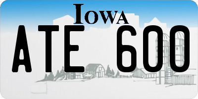 IA license plate ATE600