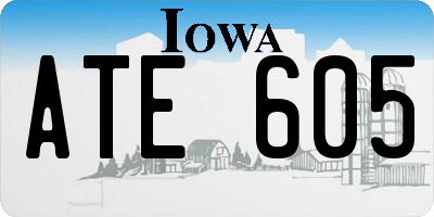 IA license plate ATE605