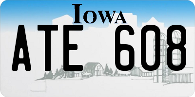 IA license plate ATE608