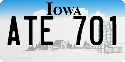 IA license plate ATE701
