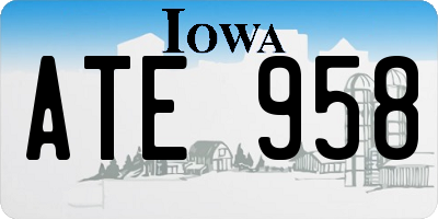 IA license plate ATE958