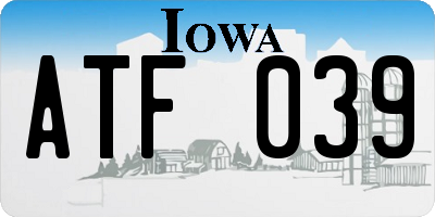 IA license plate ATF039