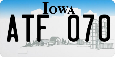 IA license plate ATF070
