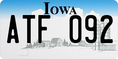 IA license plate ATF092