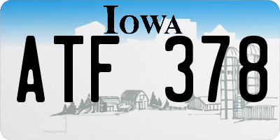 IA license plate ATF378