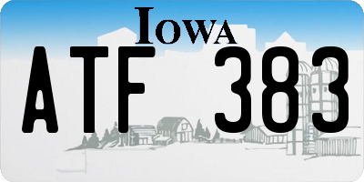 IA license plate ATF383