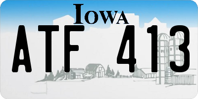 IA license plate ATF413
