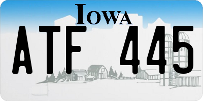 IA license plate ATF445