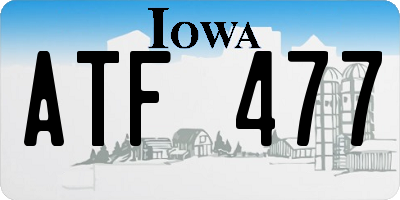 IA license plate ATF477