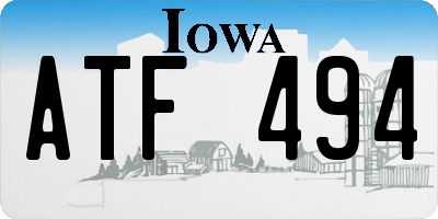 IA license plate ATF494