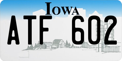 IA license plate ATF602