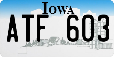 IA license plate ATF603