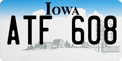 IA license plate ATF608