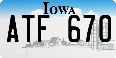 IA license plate ATF670