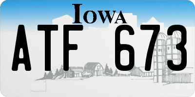 IA license plate ATF673