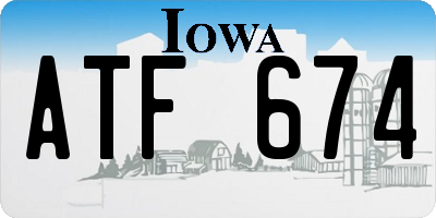 IA license plate ATF674