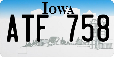 IA license plate ATF758