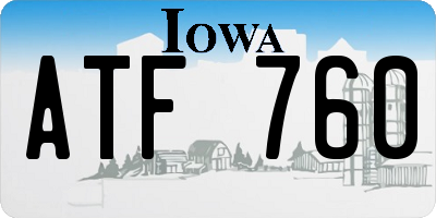 IA license plate ATF760