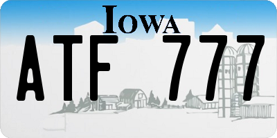 IA license plate ATF777
