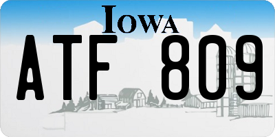 IA license plate ATF809
