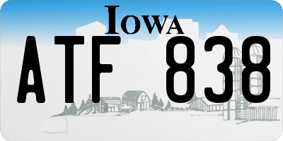 IA license plate ATF838