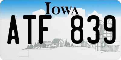 IA license plate ATF839