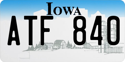 IA license plate ATF840