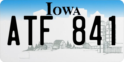 IA license plate ATF841