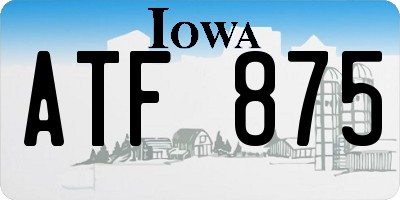 IA license plate ATF875