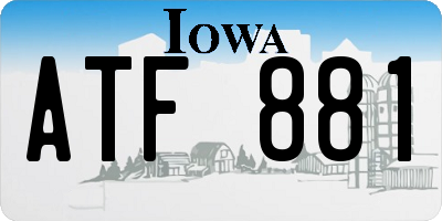 IA license plate ATF881