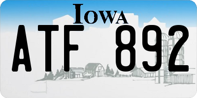 IA license plate ATF892
