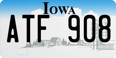 IA license plate ATF908