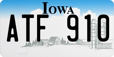 IA license plate ATF910