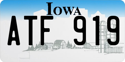 IA license plate ATF919
