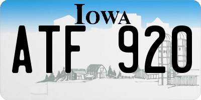 IA license plate ATF920