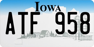 IA license plate ATF958