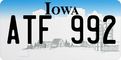 IA license plate ATF992